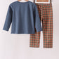Blue Nativity Embroidery Pants Set