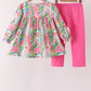 Pink Santa Smocked Pants Set