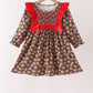 Red Floral Smocked Ruffle Dress