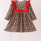Red Floral Smocked Ruffle Dress