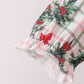 Red Bow Embroidery Velvet Ruffle Pants Set