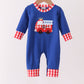 Blue Fire Truck Applique Romper