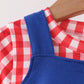Blue Fire Truck Applique Gingham 2pc Set