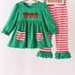 Green Reindeer French Knot Ruffle Pants Set