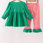 Green Reindeer French Knot Ruffle Pants Set