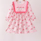Pink Santa French Knot Ruffle Dress