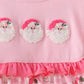 Pink Santa French Knot Ruffle Dress