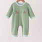 Sage Christmas Embroidery Romper