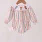Pink Floral Puppy Embroidery Bow Bubble
