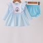 Blue Castle Embroidery Ruffle Bloomer Set
