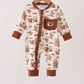 Brown Duck Embroidery Ruffle Romper