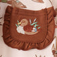 Brown Duck Embroidery Ruffle Romper