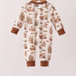 Brown Duck Embroidery Ruffle Romper