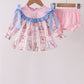 Pink Character Bow Embroidery Bloomer Set