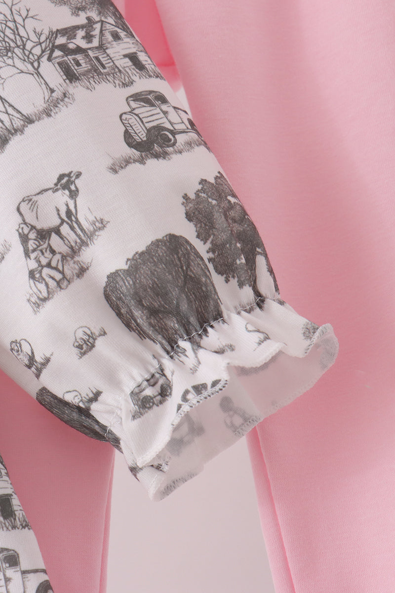 Pink Farm Ruffle Pants Set