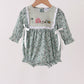 Green Farm Floral Embroidery Ruffle Bubble