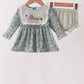 Green Farm Floral Embroidery Ruffle Bloomer Set
