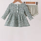 Green Farm Floral Embroidery Ruffle Bloomer Set