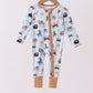 Blue Nativity Zip Bamboo Romper