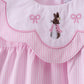 Pink stripe bunny bow embroidery bloomer set