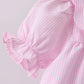 Pink stripe bunny bow embroidery bloomer set