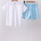 Peter pan collar shorts set