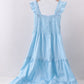 Blue smocked ruffle tiered dress