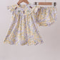 Mustard floral bunny embroidery bloomer set