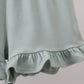 Sage floral cross embroidery ruffle shorts set