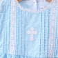 Blue cross embroidery lace pants set