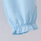 Blue cross embroidery lace pants set