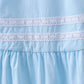 Blue cross embroidery ruffle tiered dress