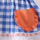 Sage strawberry embroidery ruffle gingham bloomer set