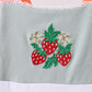 Sage strawberry embroidery ruffle gingham dress