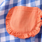 Sage strawberry embroidery ruffle gingham dress
