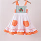 Sage strawberry embroidery ruffle dress