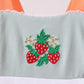 Sage strawberry embroidery ruffle dress