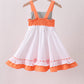 Sage strawberry embroidery ruffle dress