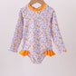 Mustard floral print ruffle rashguard