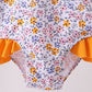 Mustard floral print ruffle rashguard
