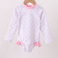Pink floral print ruffle rashguard