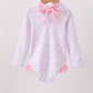 Pink floral print ruffle rashguard