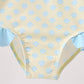 Yellow shell print bow ruffle swimsuit