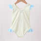 Yellow shell print bow ruffle swimsuit