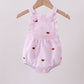 Pink stripe watermelon embroidery seersucker ruffle bubble