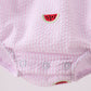 Pink stripe watermelon embroidery seersucker ruffle bubble