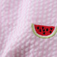 Pink stripe watermelon embroidery seersucker ruffle bubble
