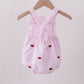 Pink stripe watermelon embroidery seersucker ruffle bubble