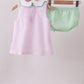 Pink stripe watermelon embroidery seersucker bloomer set