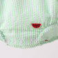 Red stripe watermelon embroidery seersucker bubble